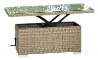 MX Gartentisch Loungentisch Bellante Mudbraun Stahl Kunststoffgeflecht 120x60cm